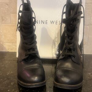 Nine West Classic Black Lace-Up Boots